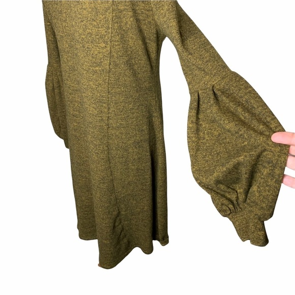 Spense Green Studded Balloon Sleeve Knit Sweater Dress Stretch Pull Over Size M - Picture 4 of 12